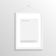 3D white picture frame on Gray Wall design vector