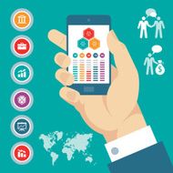 Infographic concept with mobile phone in hand