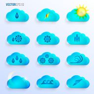 Light Blue Clouds with Weather Signs N2