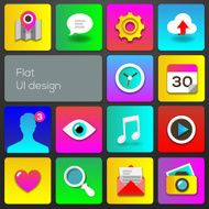 Flat UI design trend multicolored set icons