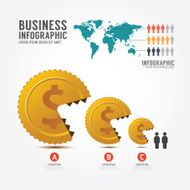 Infographics vector money and gold coin Business eat