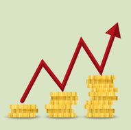 Abstract Illustration symbolizing success with money and arrow