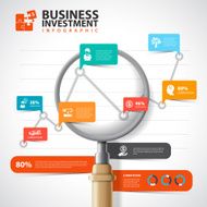 Vector Business graph Design infographic template with Magnifier