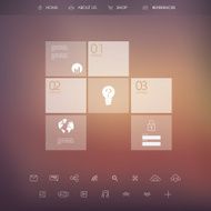 White infographic template with transparent elements and set of icons N5