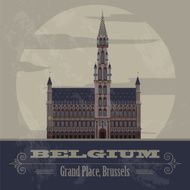 Belgium landmarks Retro styled image