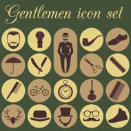 Set of vintage barber hairstyle and gentlemen icon N2