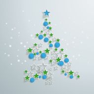 Green Christmas Tree Red Blue Star