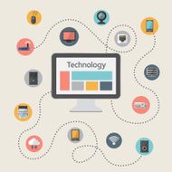 Concept of computer and connected mobile devices with data storage