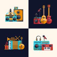Set of modern flat design musical instruments and music tools N2