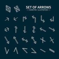 Vector thin icons set for and mobile Line simple arrows