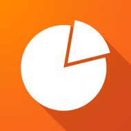 Long shadow icon with a graph