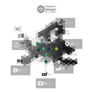 Europe map infographic template for business design hexagonal design vector