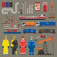 Oil industry set with pipeline brush