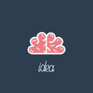Big pink brain Business Idea concept Flat design