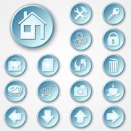 Vector abstract blue round paper icon set