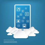 Cloud computing business concept with smartphone and application icons