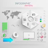 vector set of abstract 3d paper infographic elements for print N23