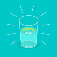 Big shining glass of water Drink water Infographic Flat desi