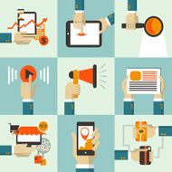 Flat design Set of business concept with hands N4