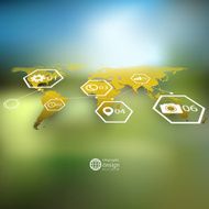 World map in perspective blurred infographic vector template for business N9