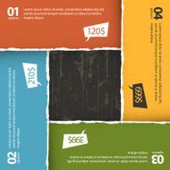 Wooden texture under torn paper colorful plates Vector EPS10