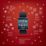 Realistic smart watch concept design with computer icons for applications N3