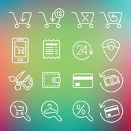 Vector clean icons set for web store