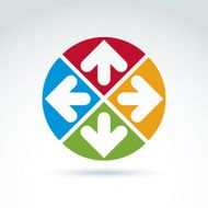 Vector abstract round icon with four arrows symbol