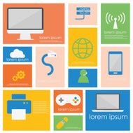 Computer network connection and smart device icon set
