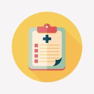 clinical record flat icon with long shadow N9