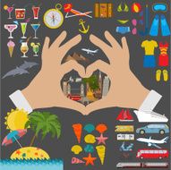 Travel Vacations Beach resort set icons Elements for creating N2