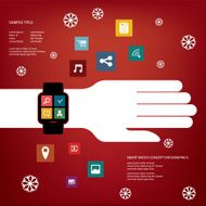 Smart watch concept vector illustration with various applications icons N2