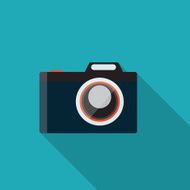 Flat Design Concept Camera Vector Illustration With Long Shadow