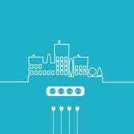 Concept electric circuit city Vector flat design N9