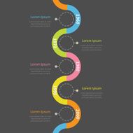Timeline vertical Infographic with ribbon empty dash line circles and