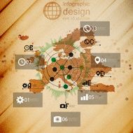 Europe map infographic design illustration wooden background vector