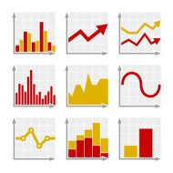 Business Infographic Colorful Charts and Diagrams Set