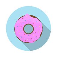 Flat Design Concept Doughnut with Icing Vector Illustration With