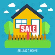 flat selling a home background design concept Vector illustration