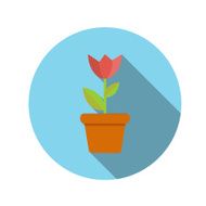 Flat Design Concept Flower in Pot Vector Illustration With Long