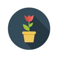 Flat Design Concept Flower in Pot Vector Illustration With Long N2