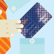 Hand Holding Business Card In Flat Design Style N2