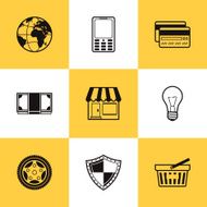 Set of flat vector icons Commercial finance and services