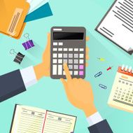 Calculator Business Man Hand Office Desk Accountant