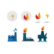 power resource icon set electricity Oil and gas - vector