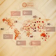 World map infographic design illustration wooden background vector N2