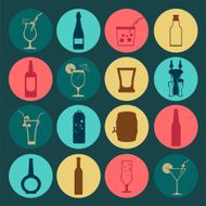 Alcohol drinks icons 16 flat icons set N7