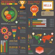 Business info graphic and big elements on dark background