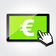 High-quality screen with the Euro sign Economy concept