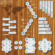 Colourful Geometric Hexagon Infographic On Wood Background